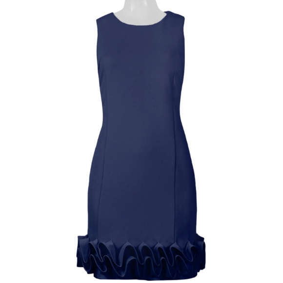 Nina Leonard Dresses & Skirts - Structured Ruffled Dress (L5006A/BLUE MOON)